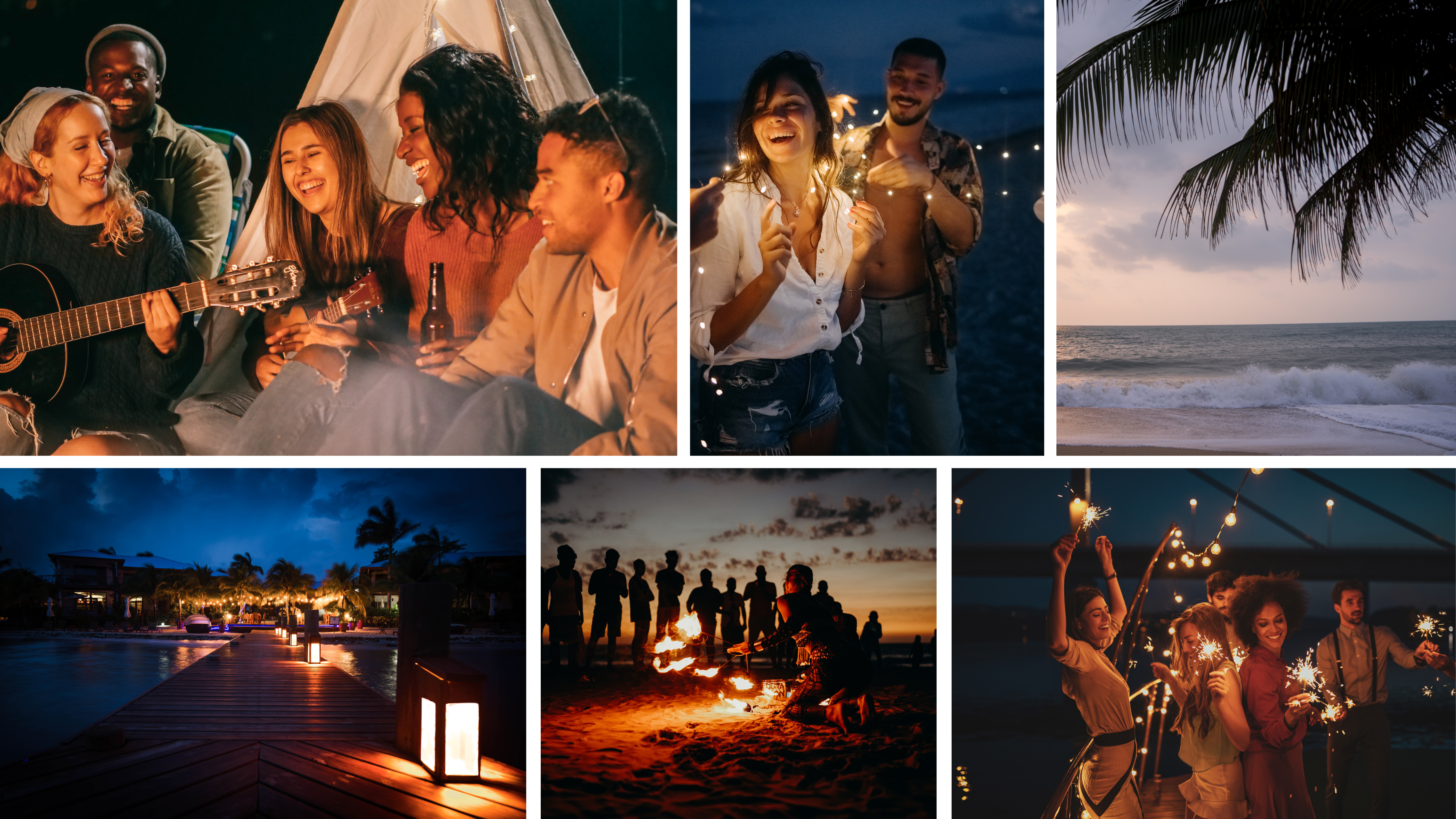 photo: collage of event moments — concert, hike, dinner